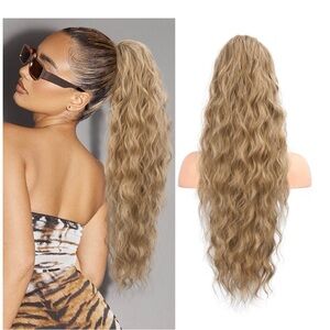 Ponytail Extension,26 Inch dark blonde mixed synthetic women christmas, party
